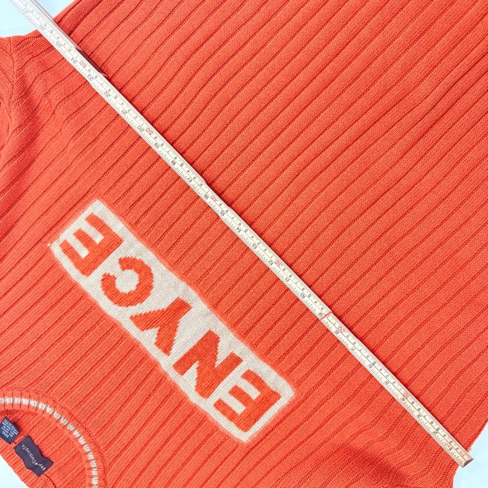 Enyce Sweater Mens XXXL Orange Good Y2K Ribbed Knit Logo Streetwear Pullover